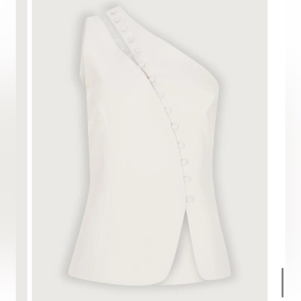 White Asymmetrical Blazer Top